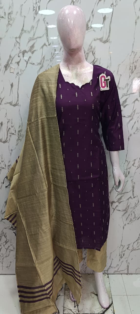 Mangalagiri handloom raw silk 3 pc Kurta Set