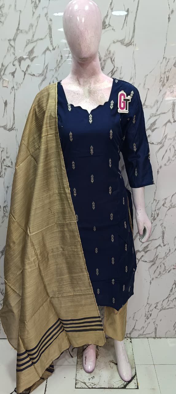Mangalagiri handloom raw silk 3 pc Kurta Set
